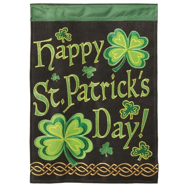 Dicksons 13 x 18 in Flag Double Applique Happy St PatrickS Burlap Garden M011112